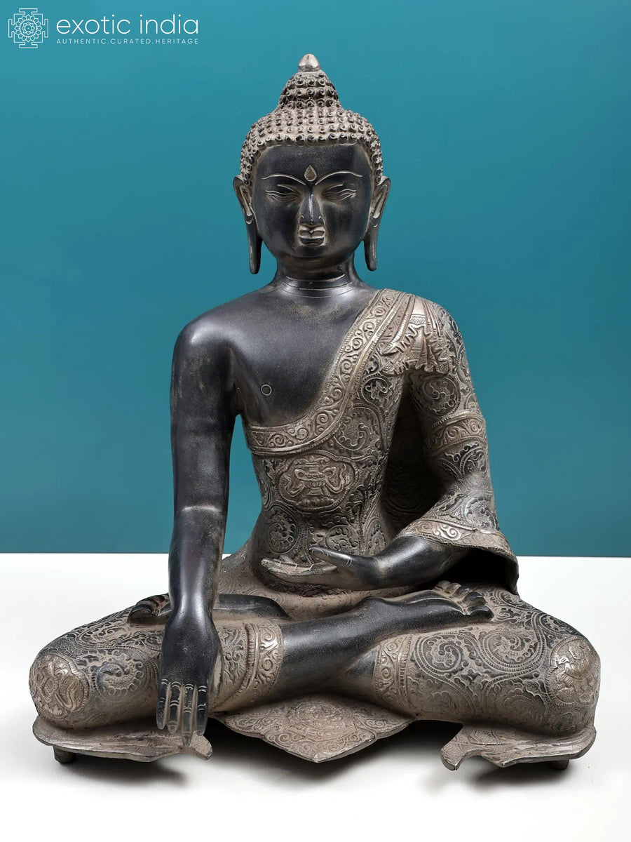 18" Gautam Buddha Bhumisparsha Mudra Handmade Brass Statue