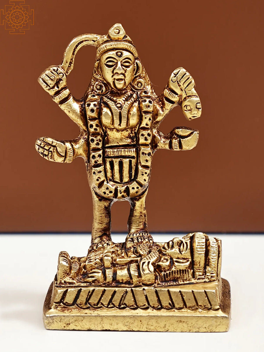 2" Small Goddess Kali Handmade Brass Sculpture