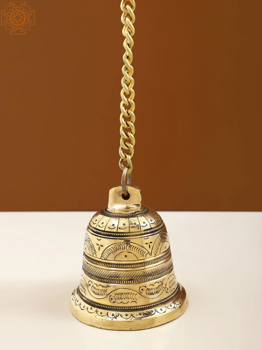4" Handmade Brass Temple Bell for Pooja
