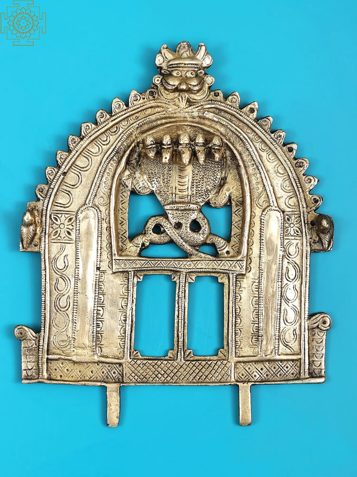 9" Brass Kirtimukha Prabhavali Wall Hanging | Handmade