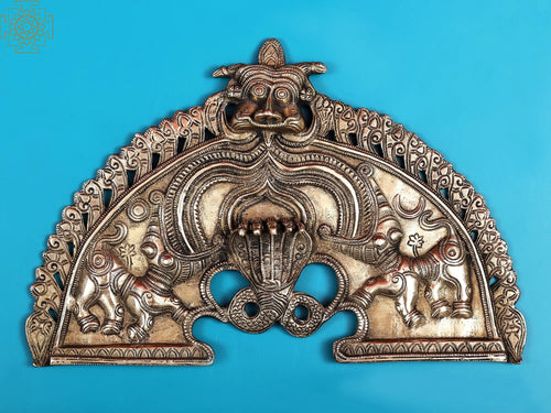 12" Brass Kirtimukha Prabhavali Wall Hanging for Pooja