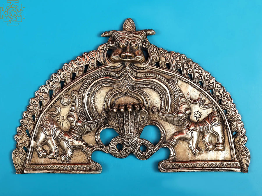 12" Brass Kirtimukha Prabhavali Wall Hanging for Pooja