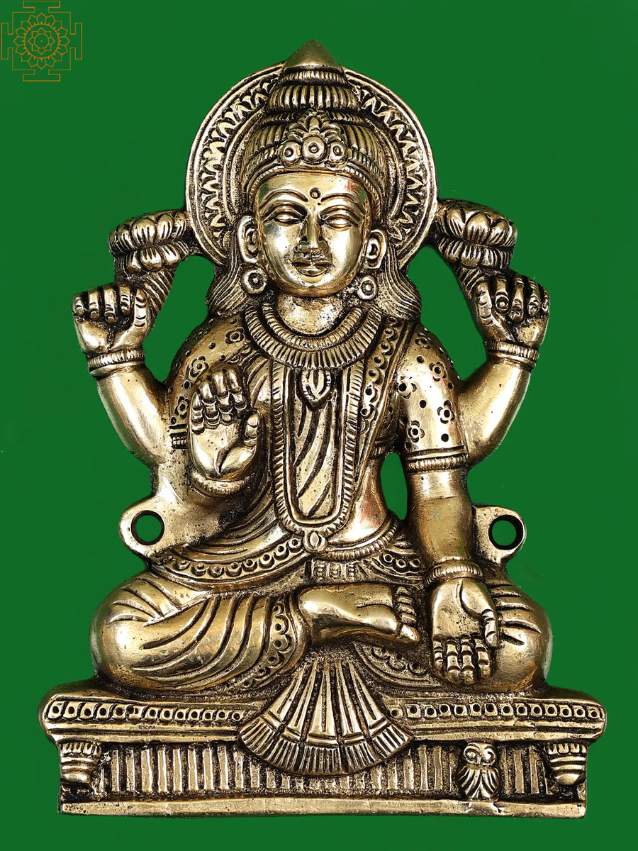 7" Handmade Goddess Lakshmi Brass Statue for Pooja
