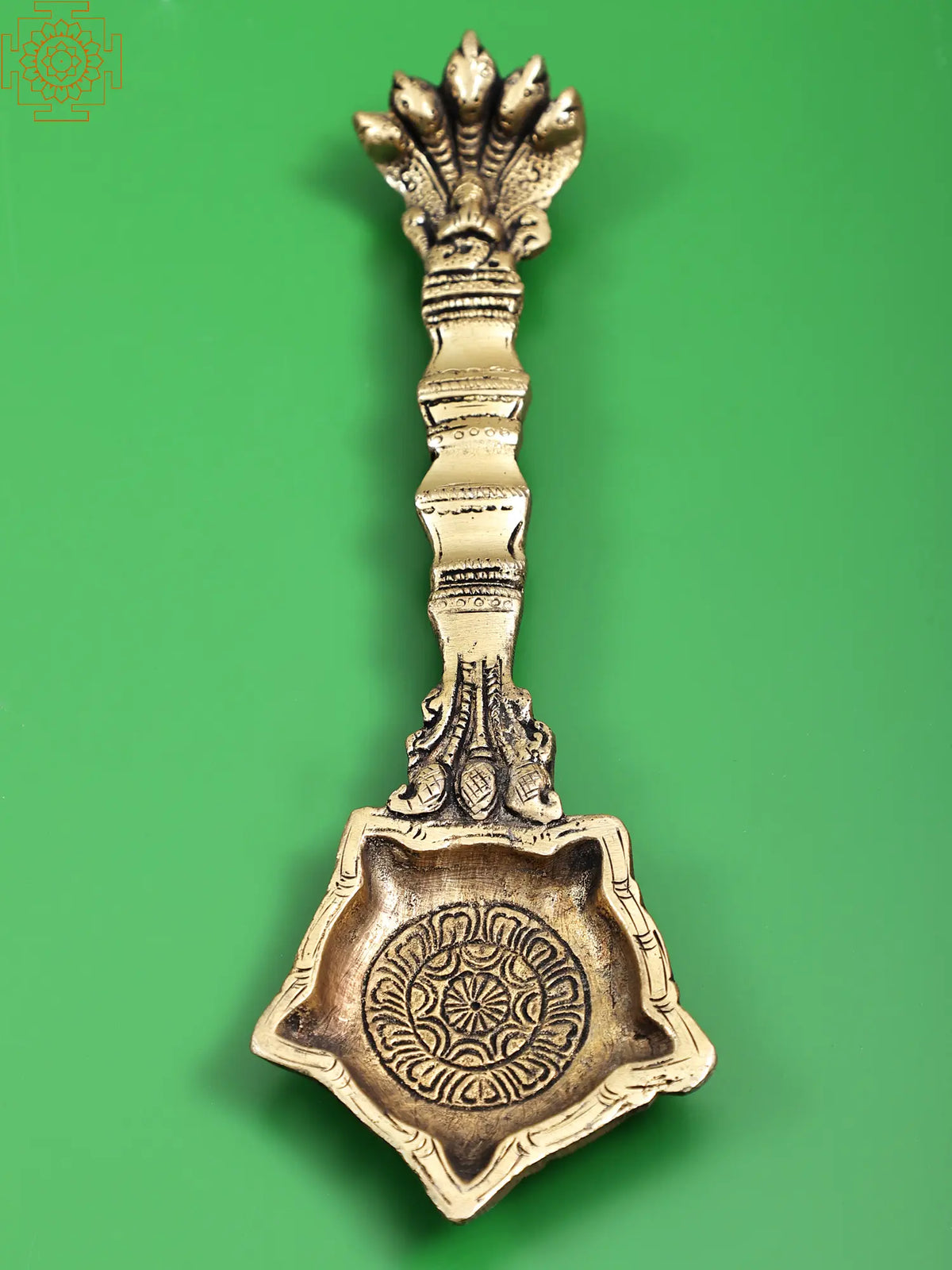 8" Brass Panchmukhi Nag Head Pooja Aarti Diya | Handmade