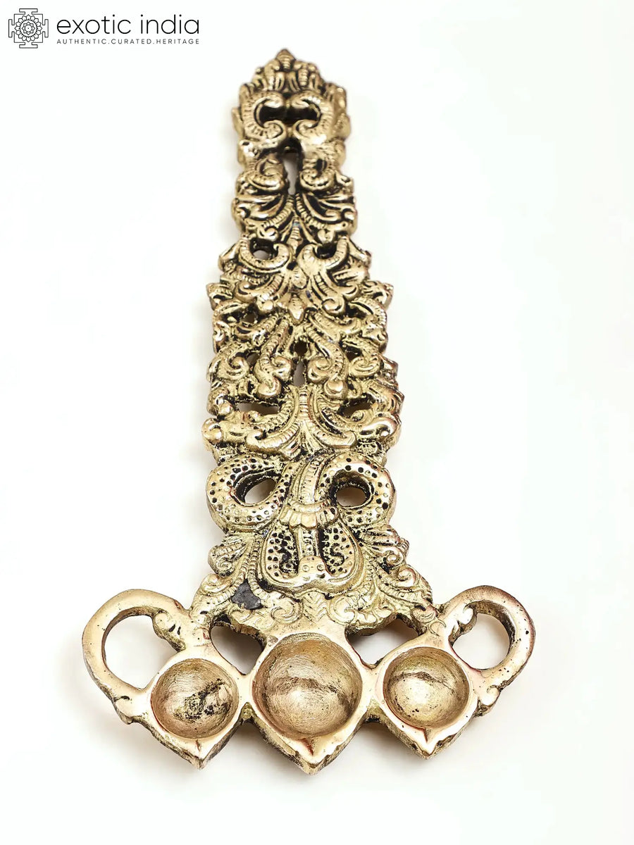 9" Brass Sheshnag Aarti Diya Handmade