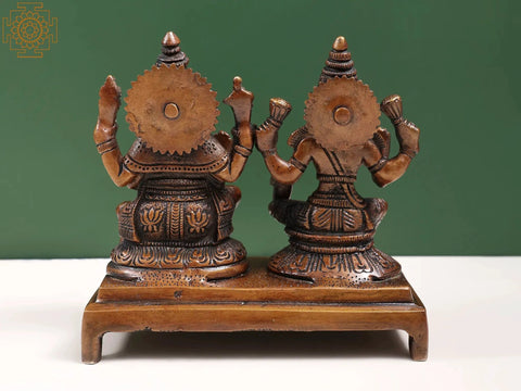 7" Shri Lakshmi Ganesha In Brass | Handmade