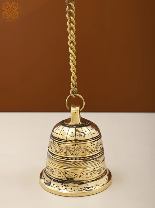 4" Handmade Brass Temple Bell for Pooja