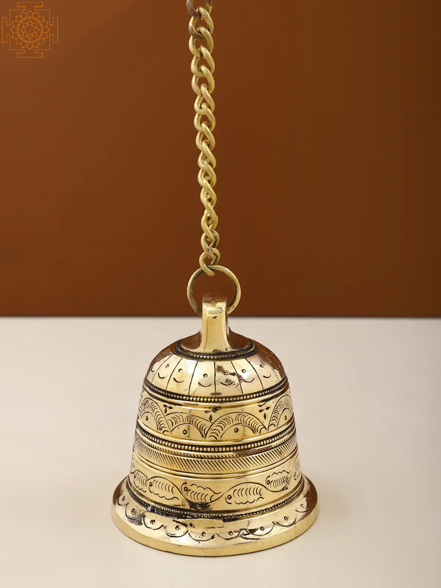 4" Handmade Brass Temple Bell for Pooja