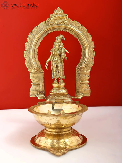 11" Brass Andal Oil Lamp Handmade Statue