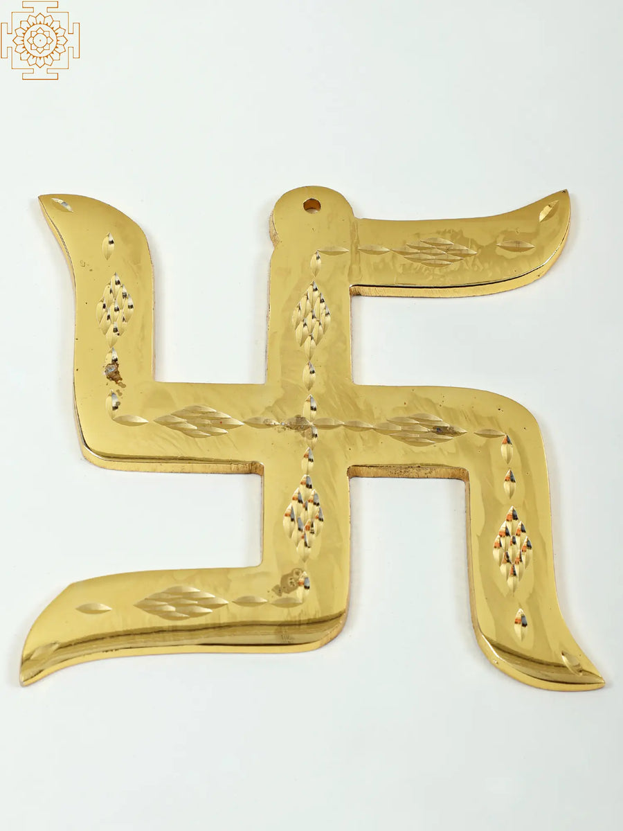 4" Small Brass Swastika Wall Hanging Handmade