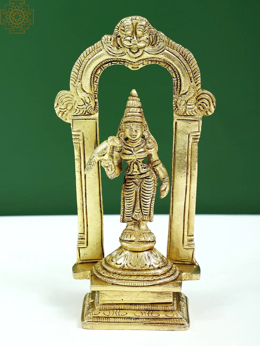 5" Handmade Brass Goddess Meenakshi Standing Statue
