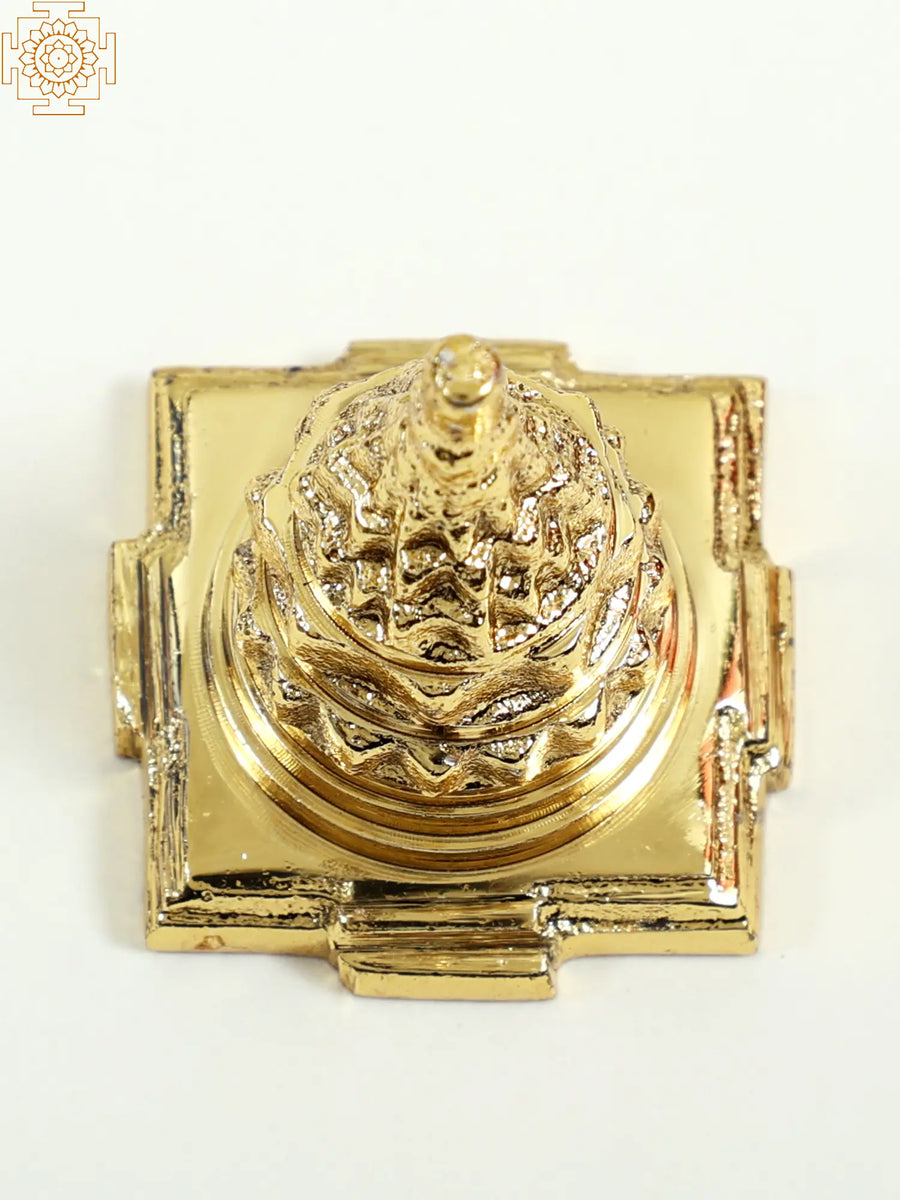 1" Small Brass Shri Yantra Handmade Sculpture