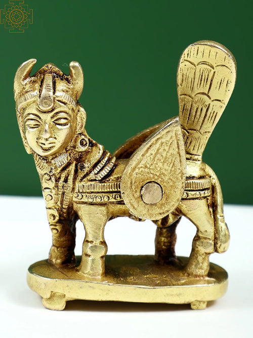 2" Small Brass Kamdhenu Cow Handmade Statue