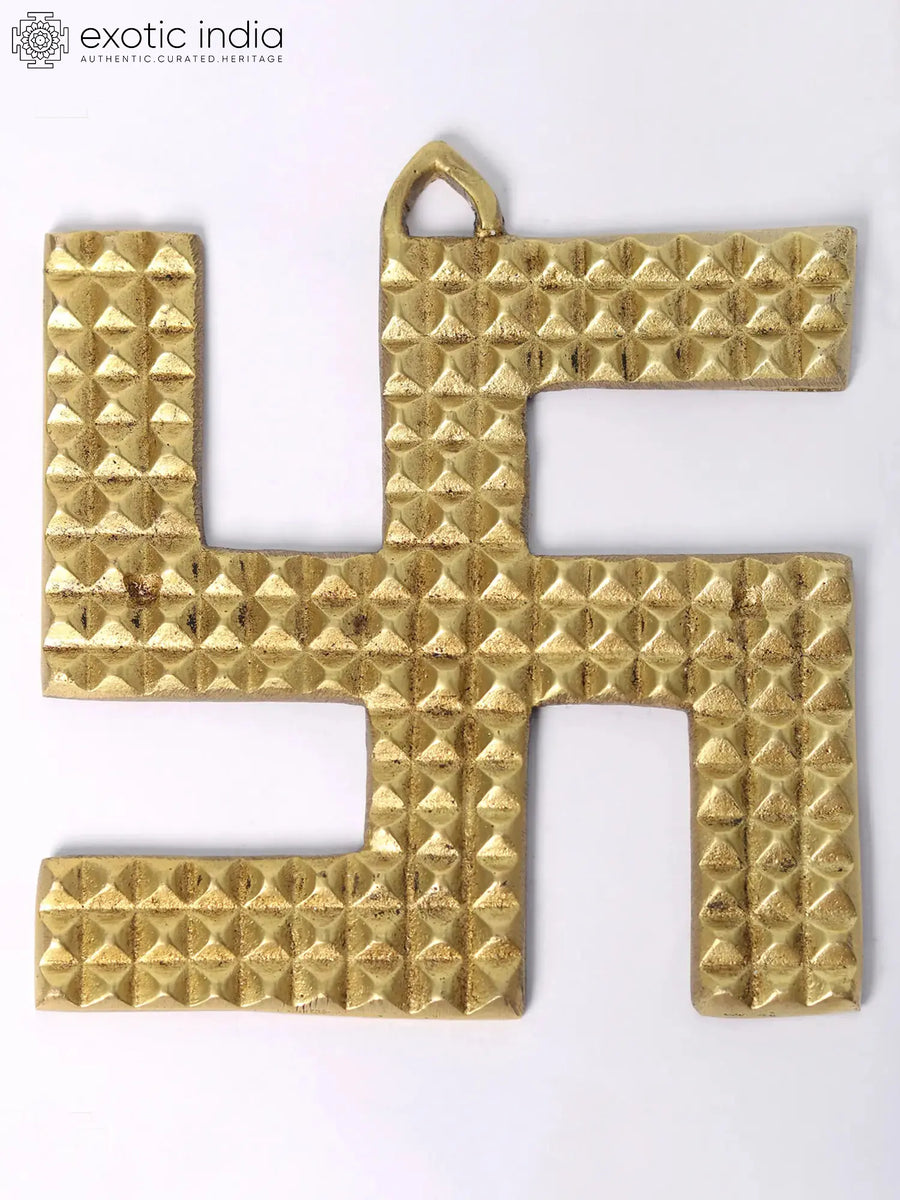 Hindu Swastika Wall Hanging with Vastu Pyramids Brass Statue