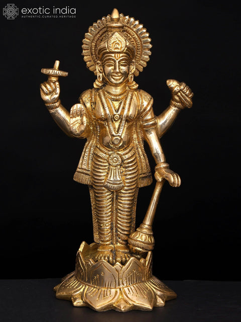 7" Lord Vishnu and Goddess Lakshmi Standing on Lotus | Handmade