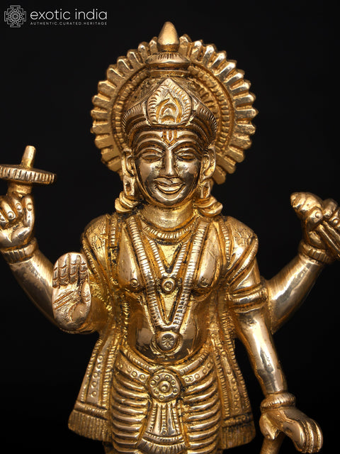 7" Lord Vishnu and Goddess Lakshmi Standing on Lotus | Handmade
