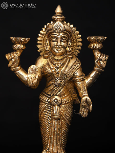 7" Lord Vishnu and Goddess Lakshmi Standing on Lotus | Handmade