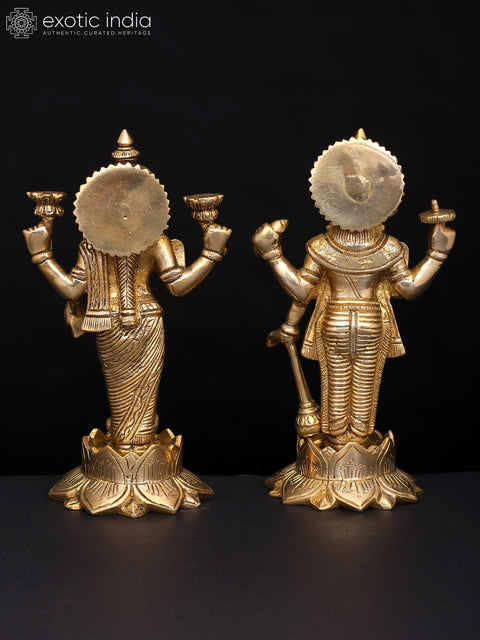 7" Lord Vishnu and Goddess Lakshmi Standing on Lotus | Handmade