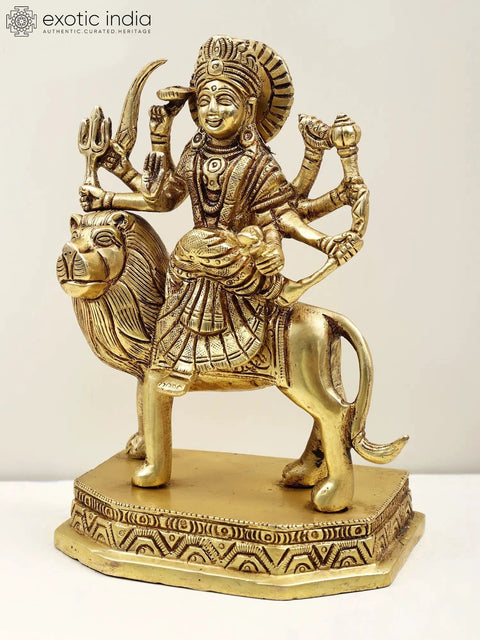 6" Brass Eight Armed Goddess Durga | Handmade