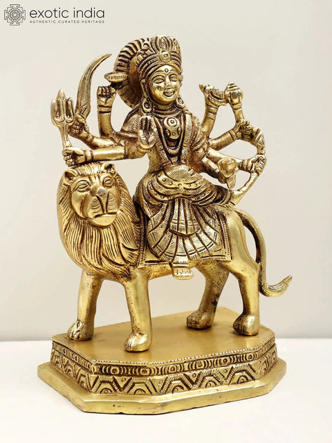 6" Brass Eight Armed Goddess Durga | Handmade