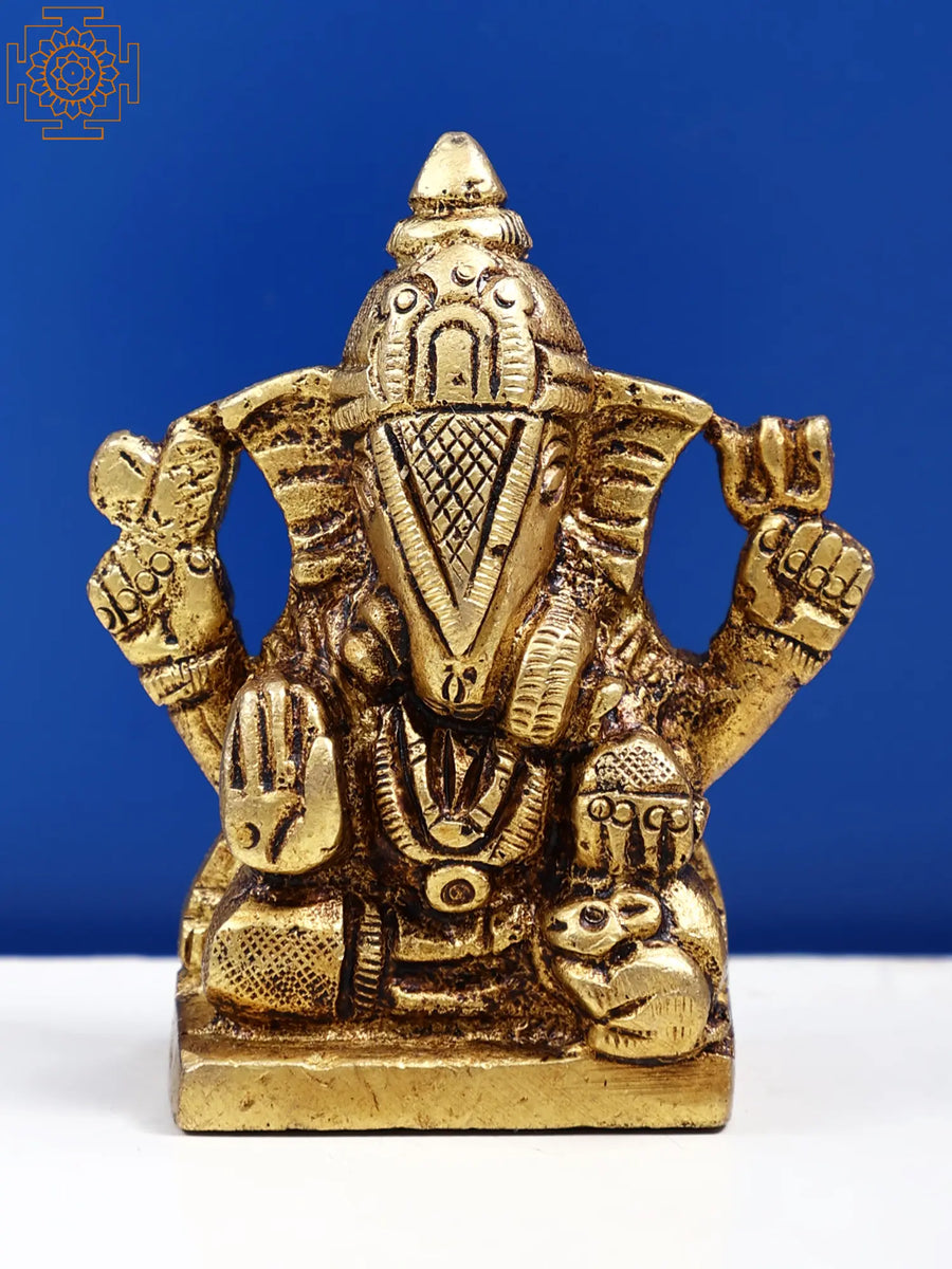 2" Small Brass Ganesha Idol for Home Pooja Handmade