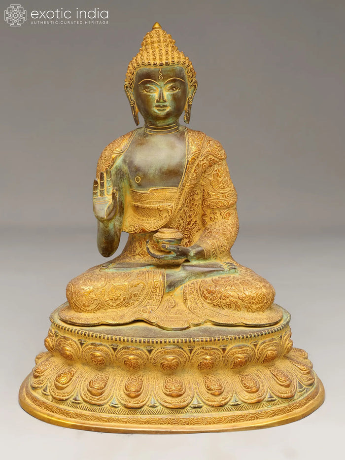 16" Gautam Buddha Preaching Handmade Brass Statue