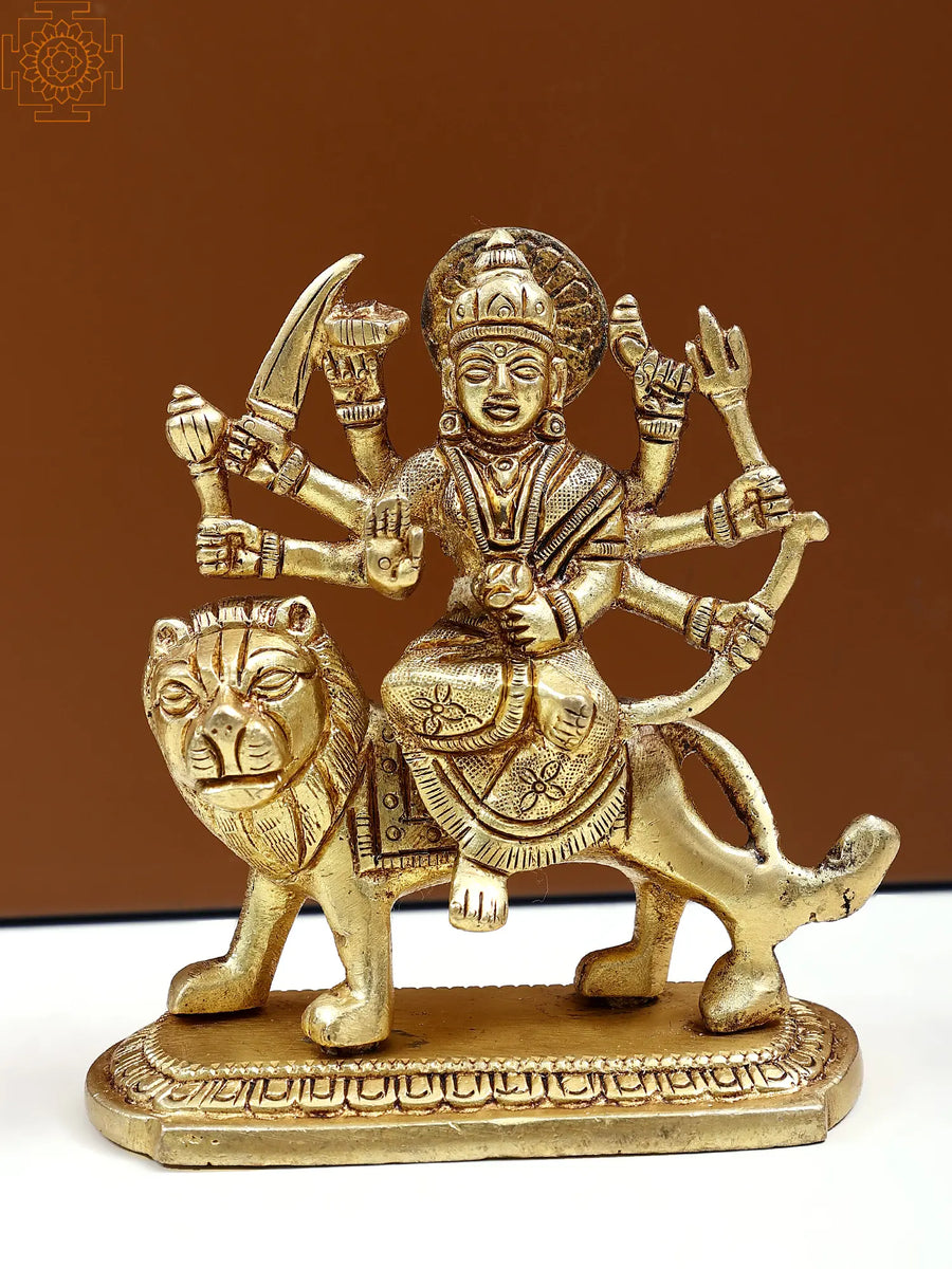 4" Handmade Brass Durga Maa Statue for Pooja