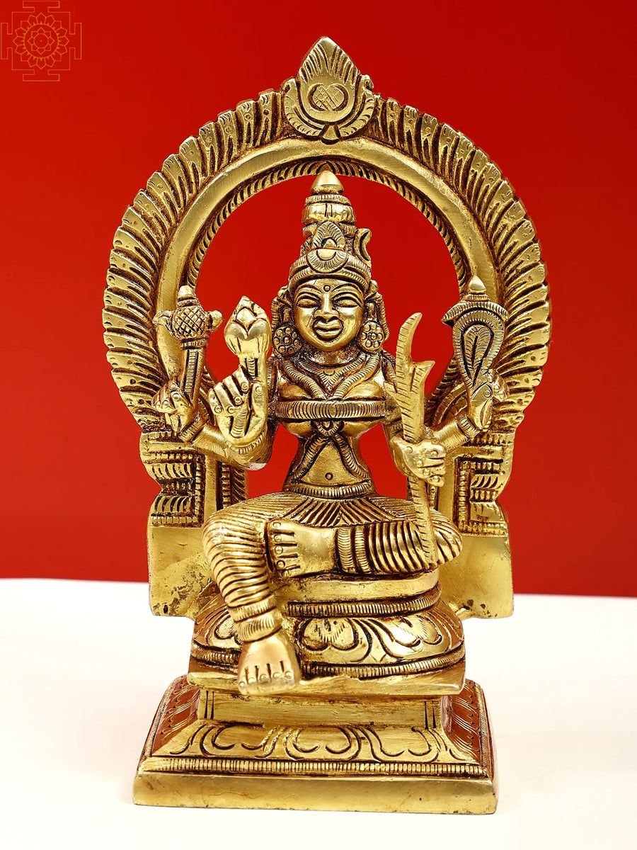 6" Handmade Goddess Rajarajeshwari Brass Idol for Pooja