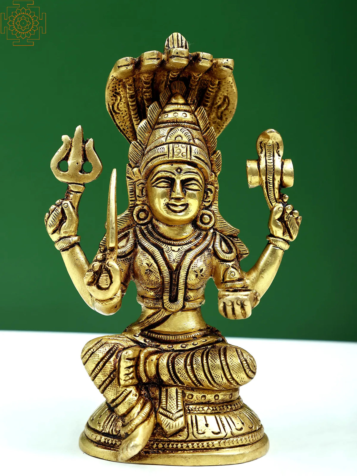 6" Small Mariamman Brass Idol (South Indian Goddess Durga) | Handmade