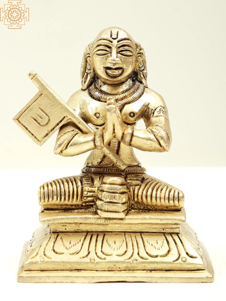 4" Handmade Brass Swami Ramanuja Idol for Home Pooja