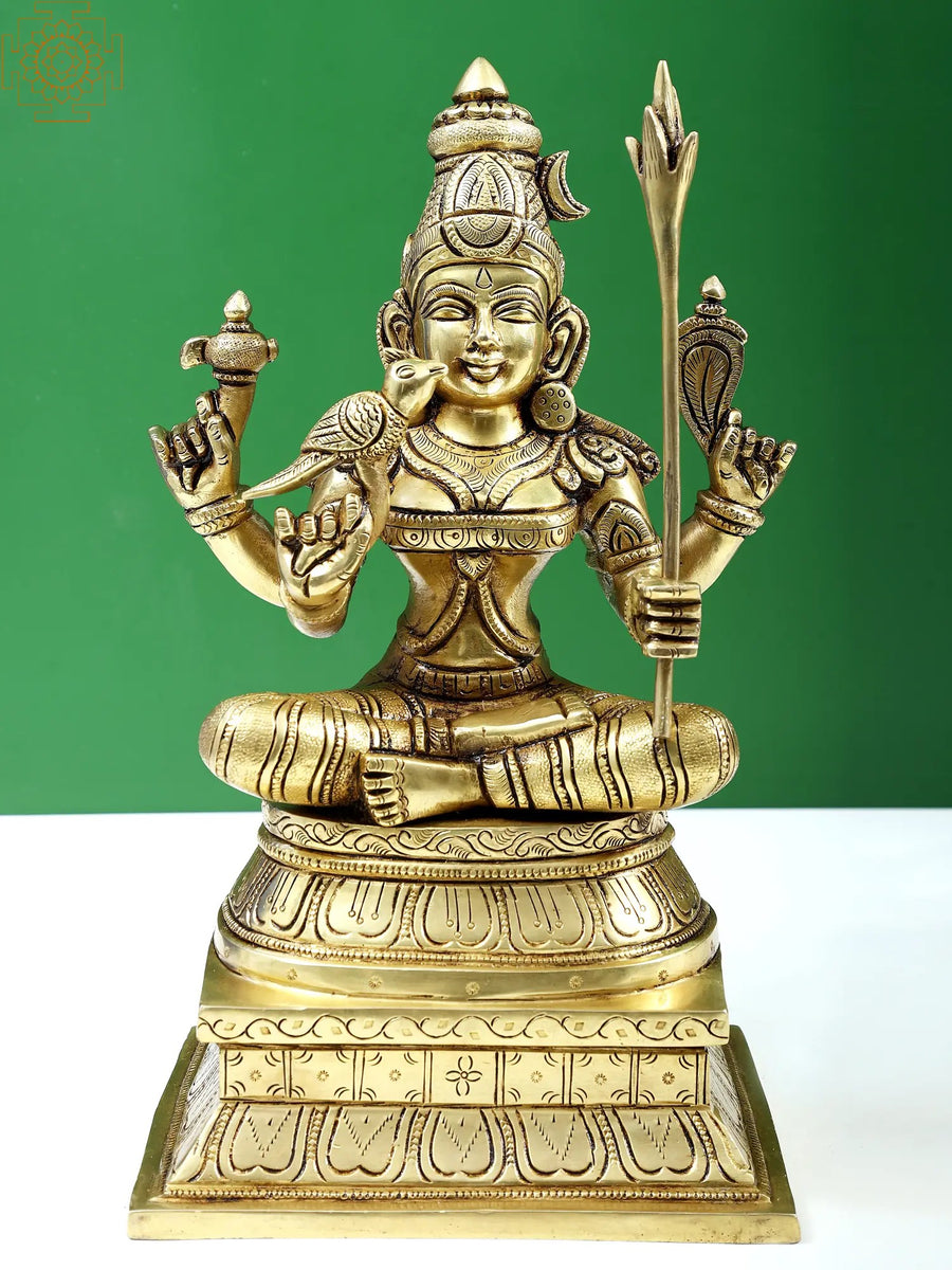 12" Handmade Brass Goddess Rajarajeshwari Statue