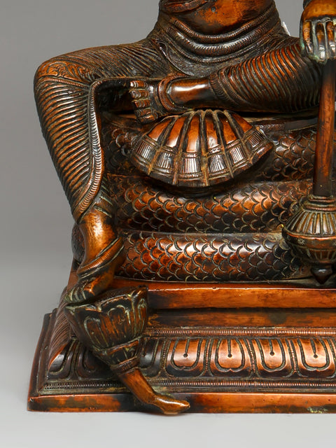 11" Bhagawan Vishnu Seated on Sheshnag | Handmade