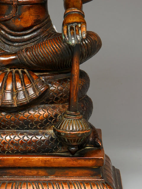11" Bhagawan Vishnu Seated on Sheshnag | Handmade