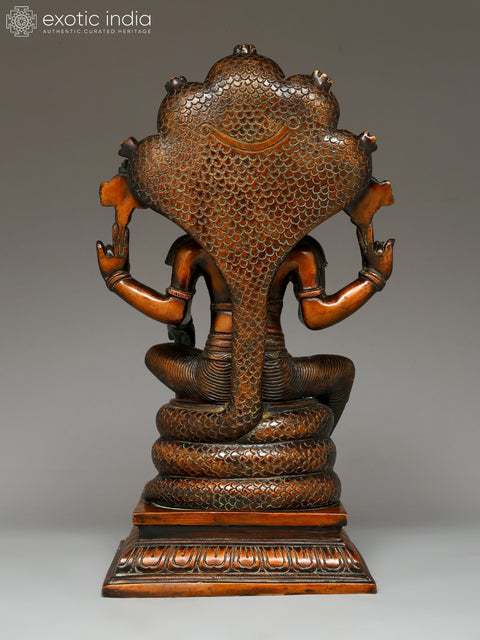 11" Bhagawan Vishnu Seated on Sheshnag | Handmade