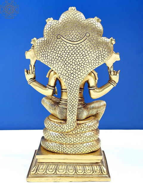 11" Bhagawan Vishnu Seated on Sheshnag | Handmade