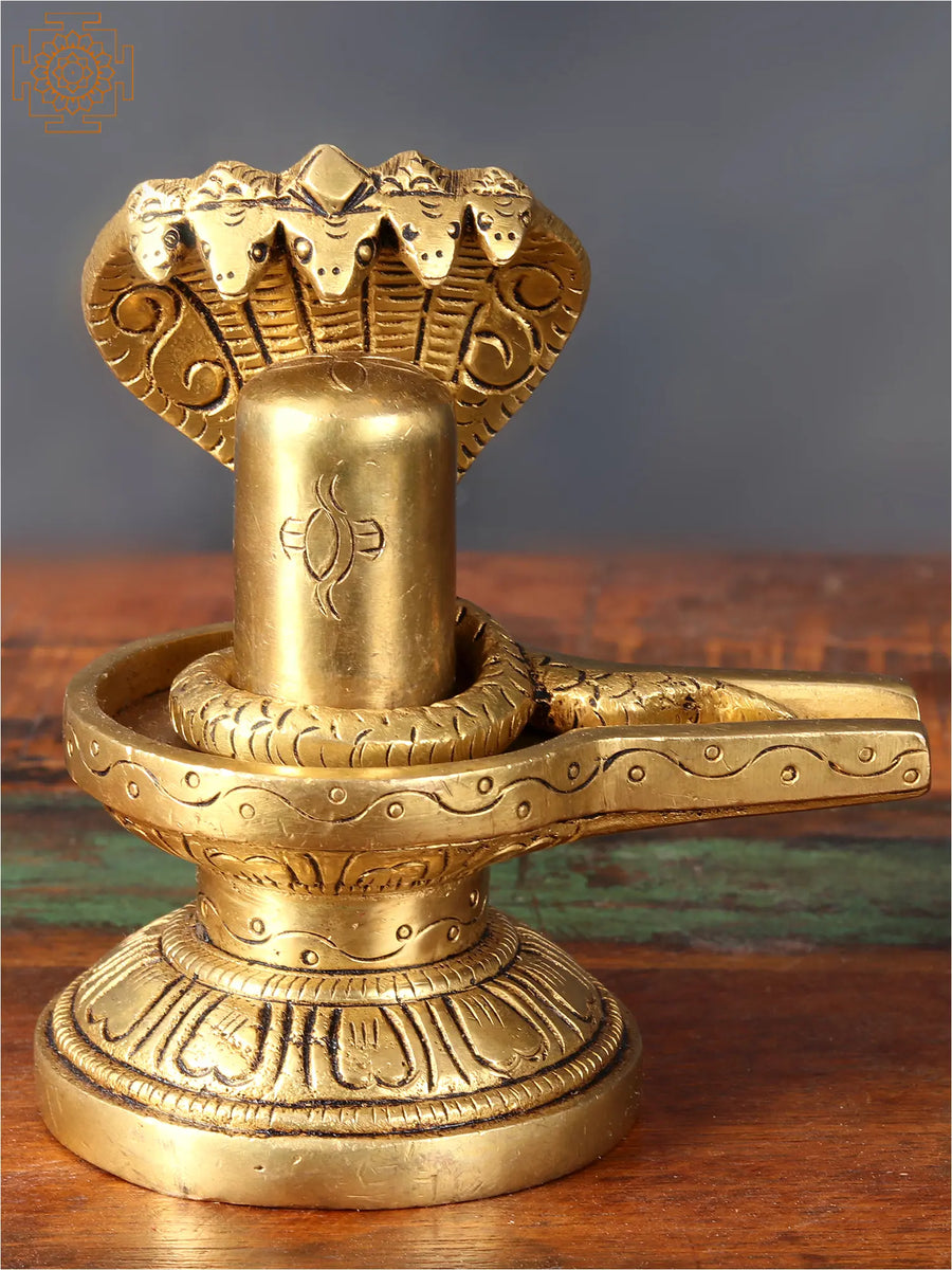 Small Handmade Brass Shiva Linga Statue for Pooja