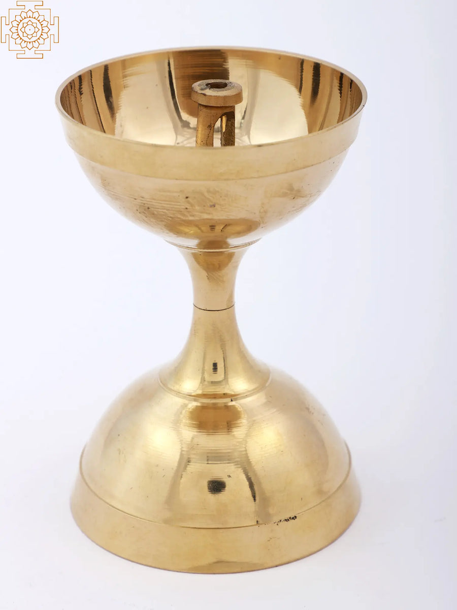 Handmade Brass Puja Diya Oil Lamp for Home Pooja