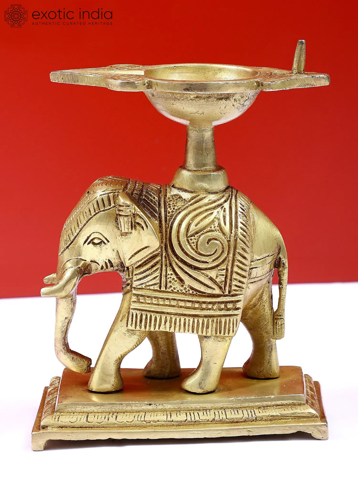 6" Brass Decorative Elephant Diya | Handmade