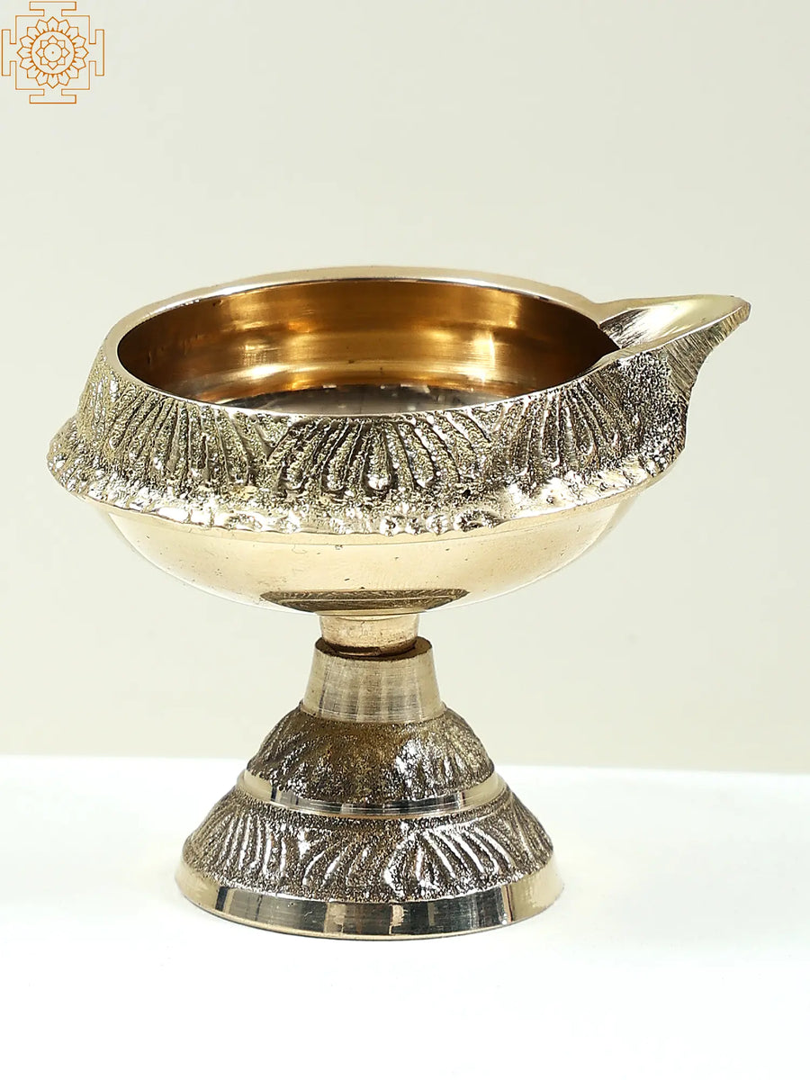 Handmade Brass Kubera Diya with Stand for Pooja