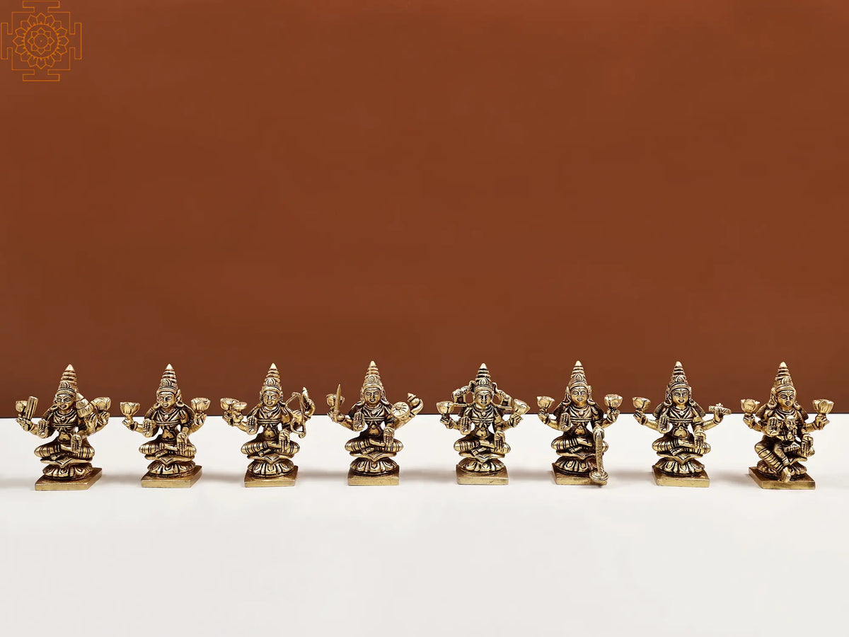 3" Small Brass Ashtalakshmi Set | Handmade