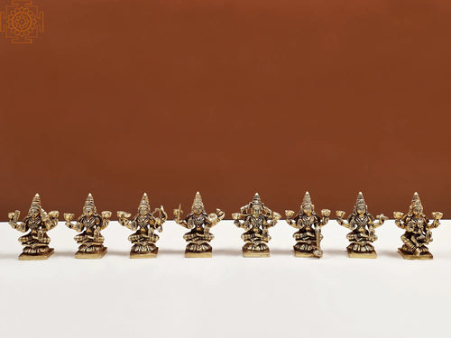 3" Small Brass Ashtalakshmi Statue Set Handmade
