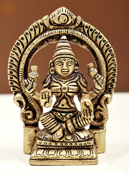 3" Small Brass Goddess Lakshmi Statue with Thiruvachi Handmade