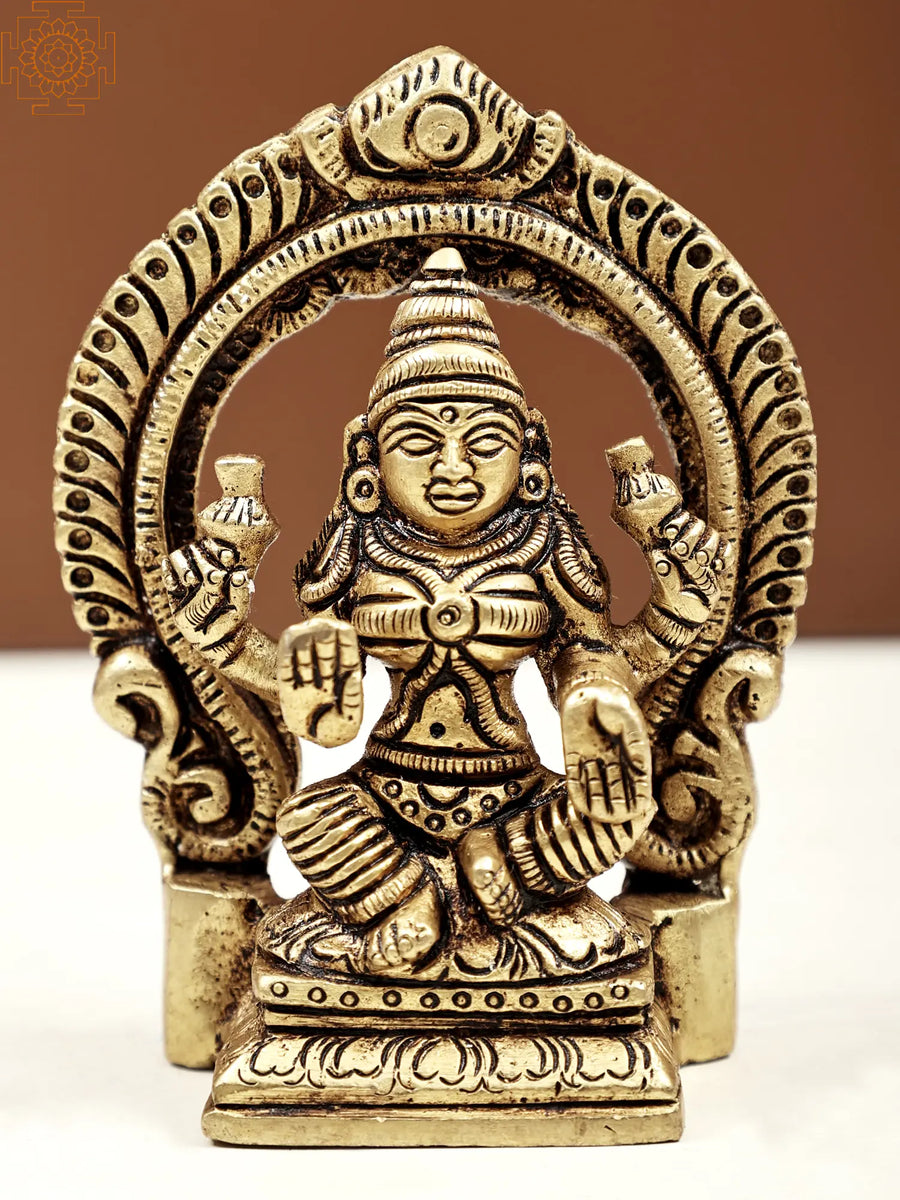 3" Small Brass Goddess Lakshmi Statue with Thiruvachi Handmade