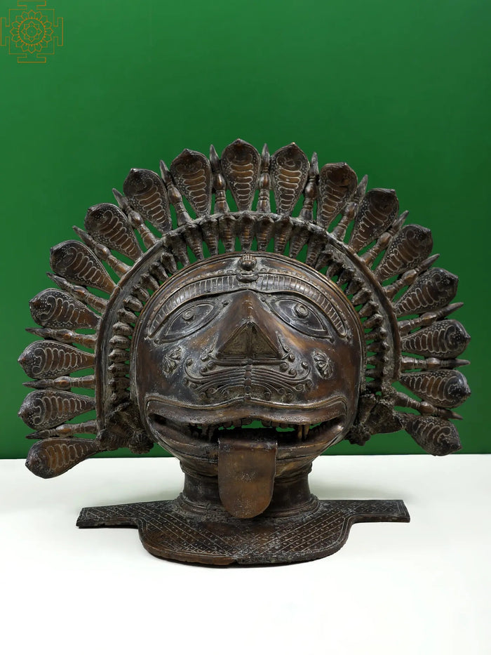 19" Handmade Brass Bhairava Mask Wall Hanging