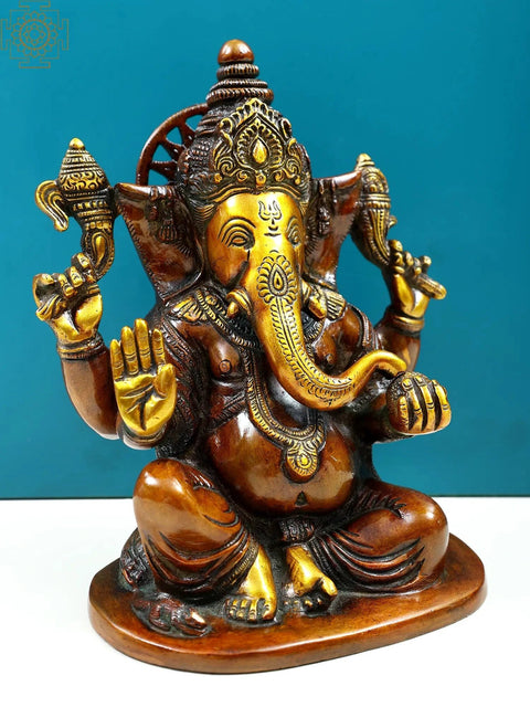 8" Brass Blessing Lord Ganesha | Handmade