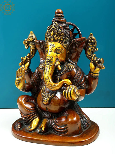 8" Brass Blessing Lord Ganesha | Handmade
