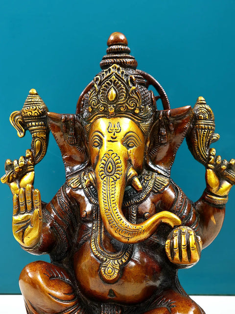 8" Brass Blessing Lord Ganesha | Handmade