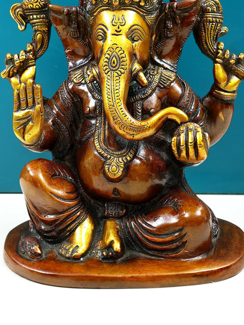 8" Brass Blessing Lord Ganesha | Handmade