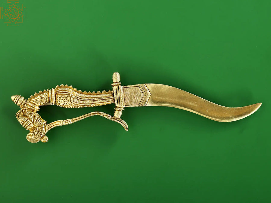 9" Brass Makar Design Dagger Statue