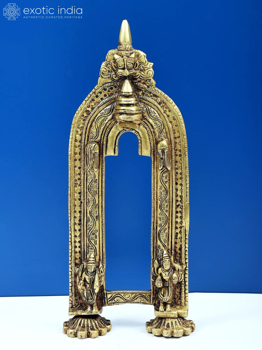 13" Brass Prabhavali with Mythical Yali Handmade Statue